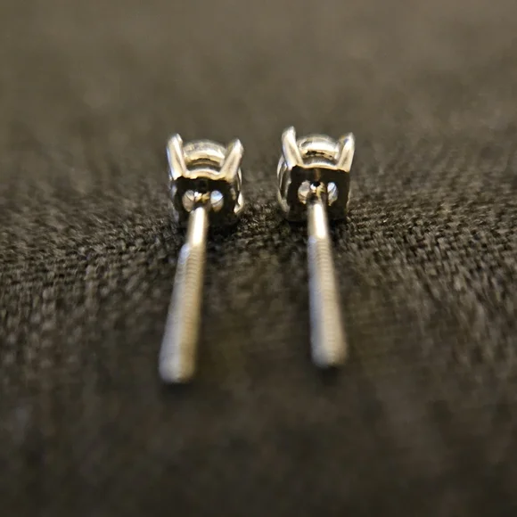 14k White Gold & 0.24 ctw. tw. Natural Diamond Stud Threaded Post Earrings - Picture 4 of 4